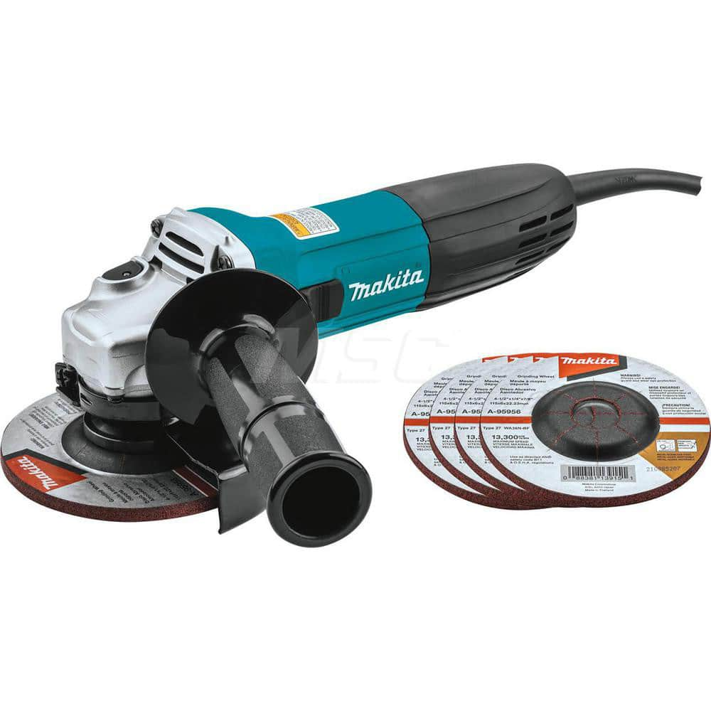 Corded Angle Grinder: 4-1/2″ Wheel Dia, 11,000 RPM, 5/8-11 Spindle 6A, Slide Switch