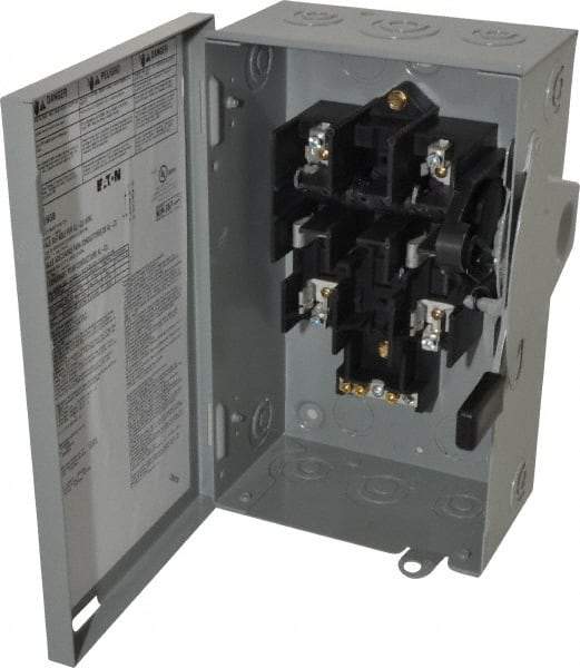 Eaton Cutler-Hammer - 30 Amp, 240 VAC, 2 Pole Fused Safety Switch - NEMA 1, 1 Phase, DPST Contact Form - Makers Industrial Supply