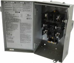 Eaton Cutler-Hammer - 30 Amp, 240 VAC, 2 Pole Fused Safety Switch - NEMA 3R, 3 Phase, 1-1/2 to 3 hp at 240 VAC (Single Phase), 3 to 7-1/2 hp at 240 VAC (Triple Phase), DPST Contact Form - Makers Industrial Supply