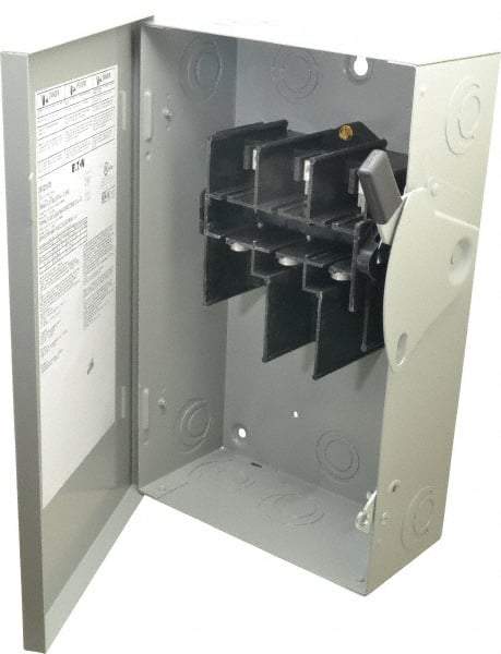 Eaton Cutler-Hammer - 60 Amp, 240 VAC, 3 Pole Nonfused Safety Switch - NEMA 1, 1 Phase, 10 hp at 240 VAC (Single Phase), 15 hp at 240 VAC (Triple Phase), 3PST Contact Form - Makers Industrial Supply