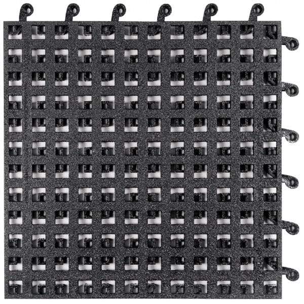 Wearwell - 18" Long x 18" Wide x 7/8" Thick, Anti-Fatigue Modular Matting Tiles - Male & Female, 4 Interlocking Sides, Black, For Dry & Wet Areas, Series 560 - Makers Industrial Supply