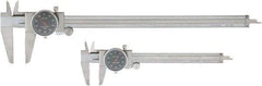 Value Collection - 0 to 6 and 12" Outside Diameter Dial Caliper Set - 0.001" Graduation, 0.1 Range per Revolution, Stainless Steel, Black Face - Makers Industrial Supply