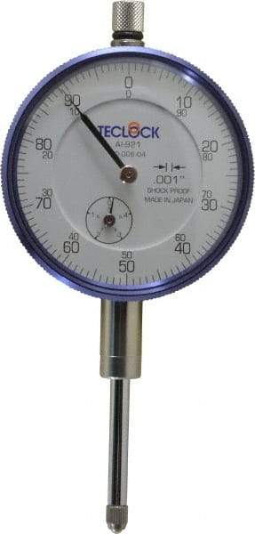 Teclock - 0.001" Graduation, 0-100 Dial Reading, Indicator & Base Kit - 0.34" Base Height, 2" Base Diam - Makers Industrial Supply