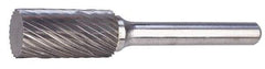 M.A. Ford - 5/8" Cut Diam, 1/4" Shank Diam, Cylinder Head Double Cut Burr - Carbide, Flat End, 1" LOC, 3" OAL - Makers Industrial Supply