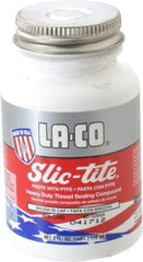 LA-CO - 1/4 Pt Brush Top Can White Thread Sealant - Paste with PTFE, 500°F Max Working Temp, For Metal, PVC, CPVC & ABS Plastic Pipe Threads - Makers Industrial Supply