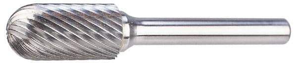 M.A. Ford - 5/8" Cut Diam, 1/4" Shank Diam, Cylinder with Radius Head Single Cut Burr - Carbide, Radius End, 1" LOC, 3" OAL - Makers Industrial Supply