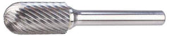 M.A. Ford - 5/8" Cut Diam, 1/4" Shank Diam, Cylinder with Radius Head Double Cut Burr - Carbide, Radius End, 1" LOC, 3" OAL - Makers Industrial Supply