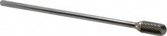 Atrax - 1/2" Cut Diam, 1/4" Shank Diam, Cylinder with Radius Head Single Cut Burr - Carbide, Radius End, 1" LOC, 7" OAL - Makers Industrial Supply