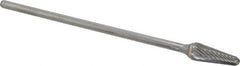 Atrax - 1/2" Cut Diam, 1/4" Shank Diam, Taper Head Single Cut Burr - Carbide, Radius End, 1-1/8" LOC, 7-1/8" OAL - Makers Industrial Supply