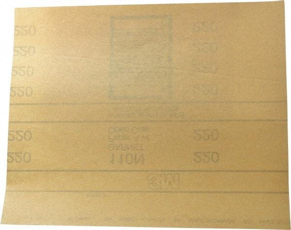 3M - 220 Grit, Garnet Sanding Sheet - 11" Long x 9" Wide, Very Fine Grade, A Weighted Paper Backing - Makers Industrial Supply