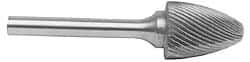 M.A. Ford - 1/8" Cut Diam, 1/8" Shank Diam, Tree with Radius Head Double Cut Burr - Carbide, Radius End, 1/4" LOC, 1-1/2" OAL - Makers Industrial Supply