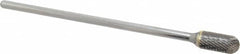 Atrax - 1/2" Cut Diam, 1/4" Shank Diam, Cylinder with Radius Head Double Cut Burr - Carbide, Radius End, 1" LOC, 7" OAL - Makers Industrial Supply