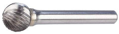 M.A. Ford - 5/8" Cut Diam, 1/4" Shank Diam, Ball Head Single Cut Burr - Carbide, Radius End, 9/16" LOC, 2-9/16" OAL - Makers Industrial Supply