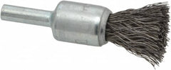 Weiler - 1/2" Brush Diam, Crimped, End Brush - 1/4" Diam Steel Shank, 25,000 Max RPM - Makers Industrial Supply