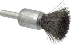 Weiler - 1/2" Brush Diam, Crimped, End Brush - 1/4" Diam Steel Shank, 25,000 Max RPM - Makers Industrial Supply