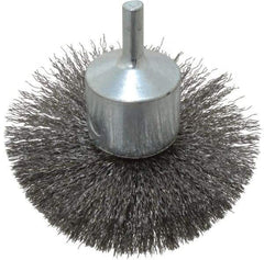 Weiler - 3" Brush Diam, Crimped, Flared End Brush - 1/4" Diam Shank, 16,000 Max RPM - Makers Industrial Supply