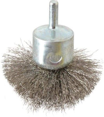 Weiler - 2-3/4" Brush Diam, Crimped, Flared End Brush - 1/4" Diam Shank, 16,000 Max RPM - Makers Industrial Supply