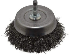 Weiler - 2-3/4" Diam, 1/4" Shank Diam, Steel Fill Cup Brush - 0.0118 Wire Diam, 7/8" Trim Length, 6,000 Max RPM - Makers Industrial Supply