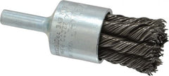 Weiler - 3/4" Brush Diam, Knotted, End Brush - 1/4" Diam Shank, 22,000 Max RPM - Makers Industrial Supply