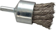 Weiler - 1-1/8" Brush Diam, Knotted, End Brush - 1/4" Diam Shank, 22,000 Max RPM - Makers Industrial Supply