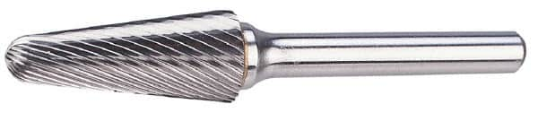 SGS Pro - 5/8" Cut Diam, 1/4" Shank Diam, Taper Head Double Cut Burr - Carbide, Radius End, 1-5/16" LOC - Makers Industrial Supply