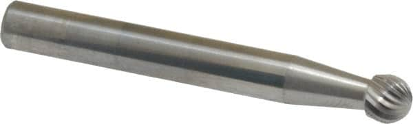 Atrax - 1/4" Cut Diam, 6mm Shank Diam, Ball Head Single Cut Burr - Carbide, Radius End, 1/4" LOC, 2" OAL - Makers Industrial Supply