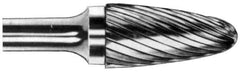 M.A. Ford - 3/4" Cut Diam, 1/4" Shank Diam, Tree with Radius Head Double Cut Burr - Carbide, Radius End, 1" LOC, 3" OAL - Makers Industrial Supply