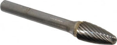 Atrax - 3/8" Cut Diam, 6mm Shank Diam, Tree with Radius Head Single Cut Burr - Carbide, Radius End, 3/4" LOC, 2-1/2" OAL - Makers Industrial Supply