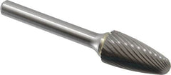 Made in USA - 1/2" Cut Diam, 6mm Shank Diam, Tree with Radius Head Single Cut Burr - Carbide, Radius End, 1" LOC, 2-3/4" OAL - Makers Industrial Supply