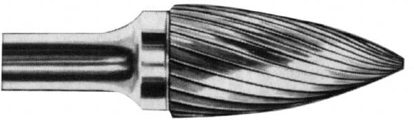 SGS Pro - 5/8" Cut Diam, 3/8" Shank Diam, Tree Head Double Cut Burr - Carbide, Point End, 1" LOC, 3" OAL - Makers Industrial Supply