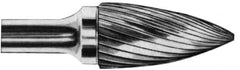 SGS Pro - 5/8" Cut Diam, 3/8" Shank Diam, Tree Head Double Cut Burr - Carbide, Point End, 1" LOC, 3" OAL - Makers Industrial Supply