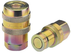 Parker - 3/8 Thread Stainless Steel Hydraulic Hose Valved Coupler - 5,000 psi, 12 GPM - Makers Industrial Supply