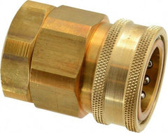 Parker - 1 Thread Brass Hydraulic Hose Valved Coupler - 1,750 psi, 80 GPM - Makers Industrial Supply