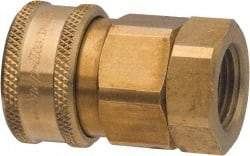 Parker - 1-1/2 Thread Brass Hydraulic Hose Valved Coupler - 350 psi, 175 GPM - Makers Industrial Supply