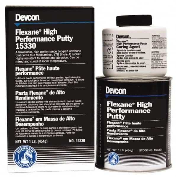 Devcon - 1 Lb Kit Black Butyl Rubber Putty - 120°F (Wet), 180°F (Dry) Max Operating Temp, 15 min Tack Free Dry Time - Makers Industrial Supply