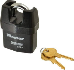 Master Lock - 3/4" Shackle Clearance, Keyed Different Padlock - 3/8" Shackle Width, 3/8" Shackle Diam, Laminated Steel - Makers Industrial Supply