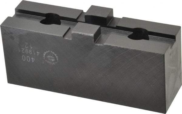 Bison - 15-3/4 to 16" Chuck Capacity, Tongue & Groove Attachment, Square Soft Lathe Chuck Jaw - 1 Jaw, Steel, 3" Btw Mount Hole Ctrs, 5-1/2" Long x 1-21/32" Wide x 1-5/8" High, 1/2" Groove - Makers Industrial Supply