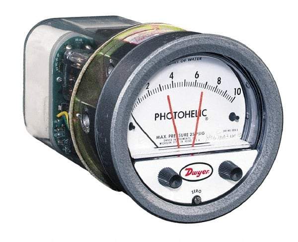 Dwyer - 25 Max psi, 2% Accuracy, NPT Thread Photohelic Pressure Switch - 1/8 Inch Thread, -1/2 to 1/2 Inch Water Column, 120°F Max - Makers Industrial Supply