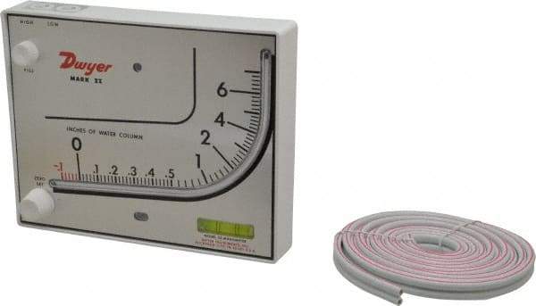 Dwyer - 15 Max psi, 3% Accuracy, Plastic Manometer - 15 Maximum PSI, 7 Inch Water Column, 140°F Max - Makers Industrial Supply