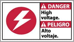 NMC - "Danger - High Voltage", 10" Long x 18" Wide, Rigid Plastic Safety Sign - Rectangle, 0.05" Thick, Use for Accident Prevention - Makers Industrial Supply