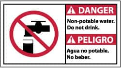 NMC - "Danger - Non-Potable Water - Do Not Drink", 10" Long x 18" Wide, Rigid Plastic Safety Sign - Rectangle, 0.05" Thick, Use for Accident Prevention - Makers Industrial Supply