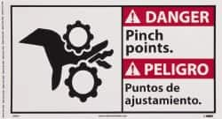 NMC - "Danger - Pinch Points", 10" Long x 18" Wide, Pressure-Sensitive Vinyl Safety Sign - Rectangle, 0.004" Thick, Use for Accident Prevention - Makers Industrial Supply