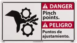 NMC - "Danger - Pinch Points", 10" Long x 18" Wide, Rigid Plastic Safety Sign - Rectangle, 0.05" Thick, Use for Accident Prevention - Makers Industrial Supply