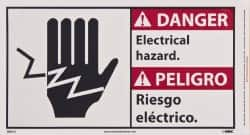 NMC - "Danger - Electrical Hazard", 10" Long x 18" Wide, Pressure-Sensitive Vinyl Safety Sign - Rectangle, 0.004" Thick, Use for Security & Admittance - Makers Industrial Supply