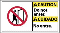 NMC - "Caution - Do Not Enter", 10" Long x 18" Wide, Pressure-Sensitive Vinyl Safety Sign - Rectangle, 0.004" Thick, Use for Security & Admittance - Makers Industrial Supply