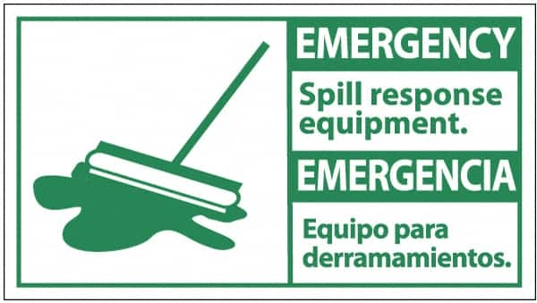 NMC - "Emergency - Spill Response Equipment", 10" Long x 18" Wide, Pressure-Sensitive Vinyl Safety Sign - Rectangle, 0.004" Thick, Use for Accident Prevention - Makers Industrial Supply