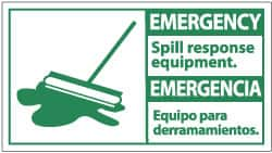 NMC - "Emergency - Spill Response Equipment", 10" Long x 18" Wide, Rigid Plastic Safety Sign - Rectangle, 0.05" Thick, Use for Accident Prevention - Makers Industrial Supply