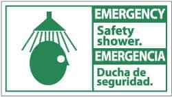 NMC - "Emergency - Safety Shower", 10" Long x 18" Wide, Pressure-Sensitive Vinyl Safety Sign - Rectangle, 0.004" Thick, Use for First Aid - Makers Industrial Supply