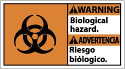 NMC - "Warning - Biological Hazard", 10" Long x 18" Wide, Pressure-Sensitive Vinyl Safety Sign - Rectangle, 0.004" Thick, Use for Hazardous Materials - Makers Industrial Supply