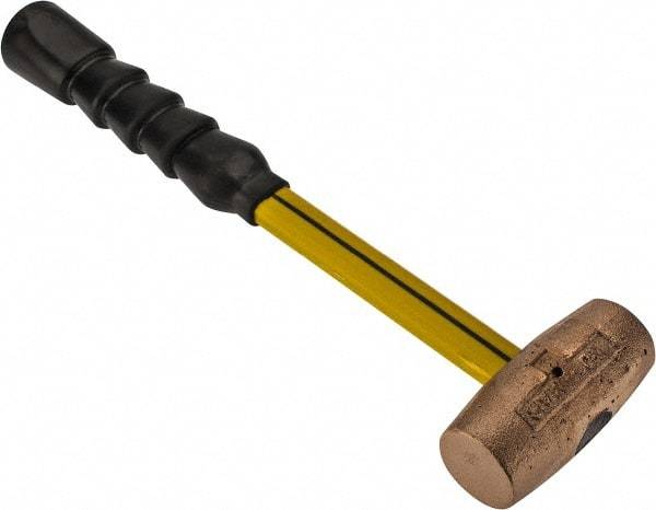 No-Mar - 3 Lb Head 1-1/2" Face Brass Hammer - Fiberglass Handle - Makers Industrial Supply